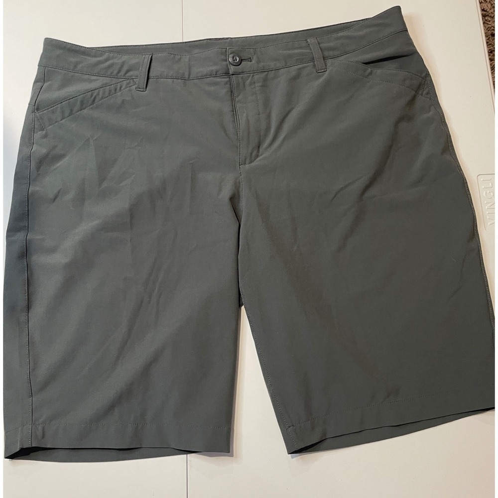 Eddie Bauer Guide Pro Shorts Womens 18 Gray Black Outdoor Stretch Performance